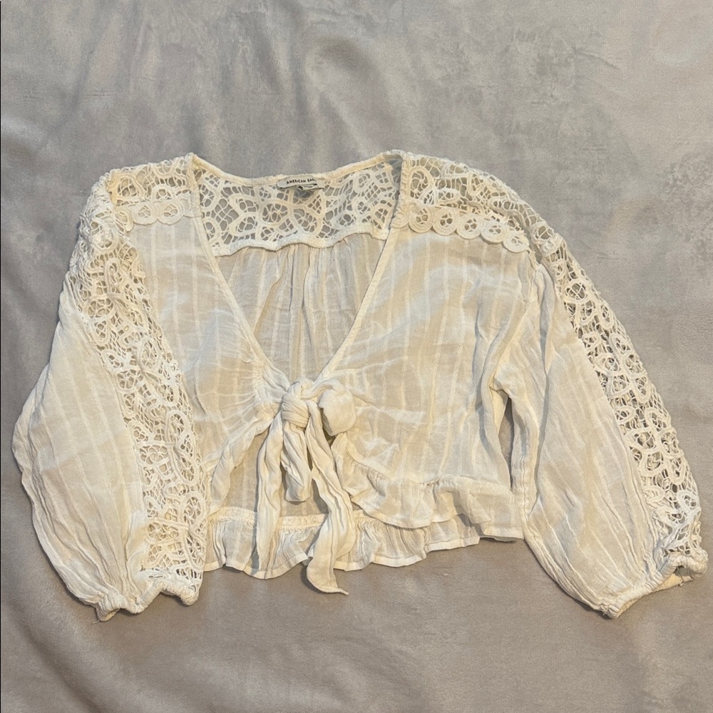 Lace Trimmed White Blouse